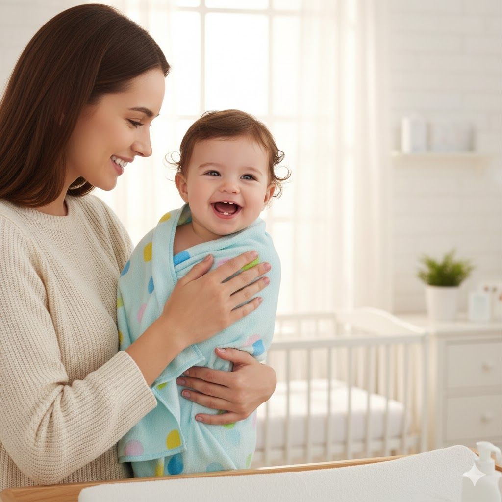 Ultra-Soft Heavyweight Baby Bath Towel – 100% Pure Cotton, Super Absorbent & Quick-Dry – Gentle for Newborns & Toddlers (Large Size)