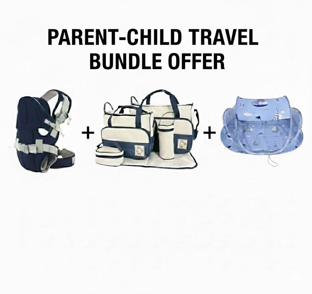 BUNDLE  OFFER- 3-in-1 Baby Travel Essential Bundle: Portable Baby  Nest with Mattress + Ergonomic 5in1  Baby Carrier +5in1 Large Diaper Bag | On-The-Go Comfort Set