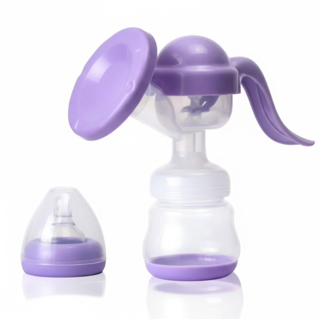 Healthy Manual Breast Pump with Free Baby Bottle Cap – Portable Handheld Breastfeeding Pump, BPA-Free, Silent Milk Expression, Easy to Clean, Comfortable Suction for Nursing Mothers