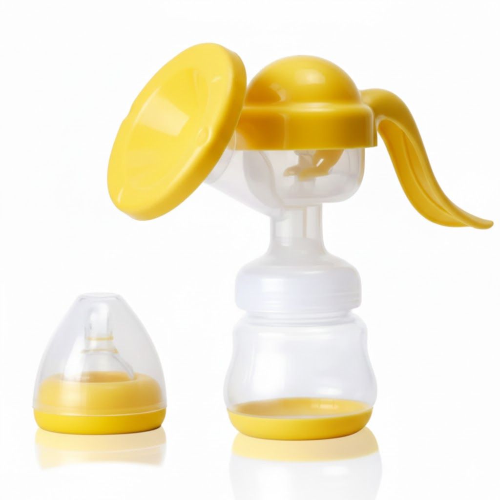Healthy Manual Breast Pump with Free Baby Bottle Cap – Portable Handheld Breastfeeding Pump, BPA-Free, Silent Milk Expression, Easy to Clean, Comfortable Suction for Nursing Mothers