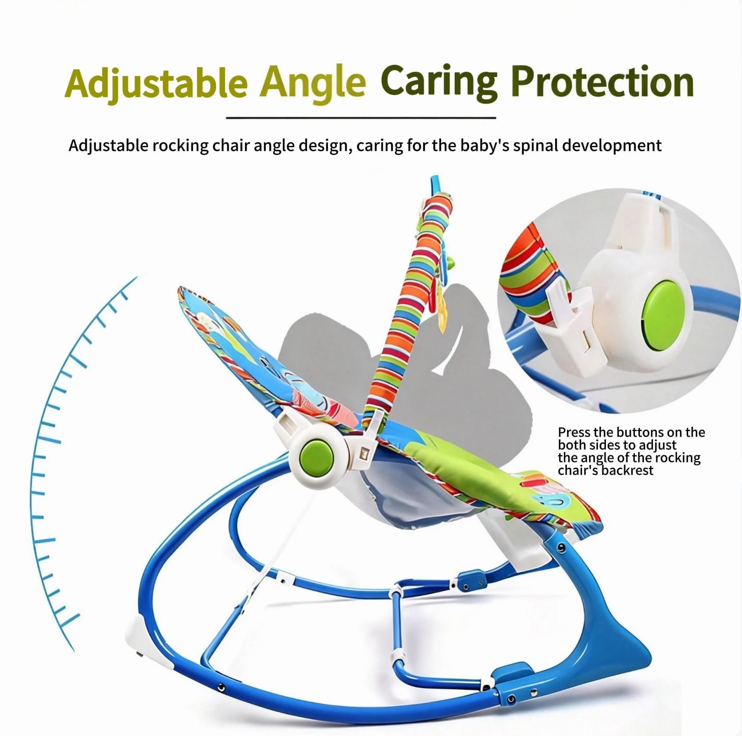 Infant to Toddler Baby Rocker with Soothing Vibrations & Musical Toy Bar – Adjustable Feeding & Sleeping Chair for Newborns to Toddlers (Blue/Pink)