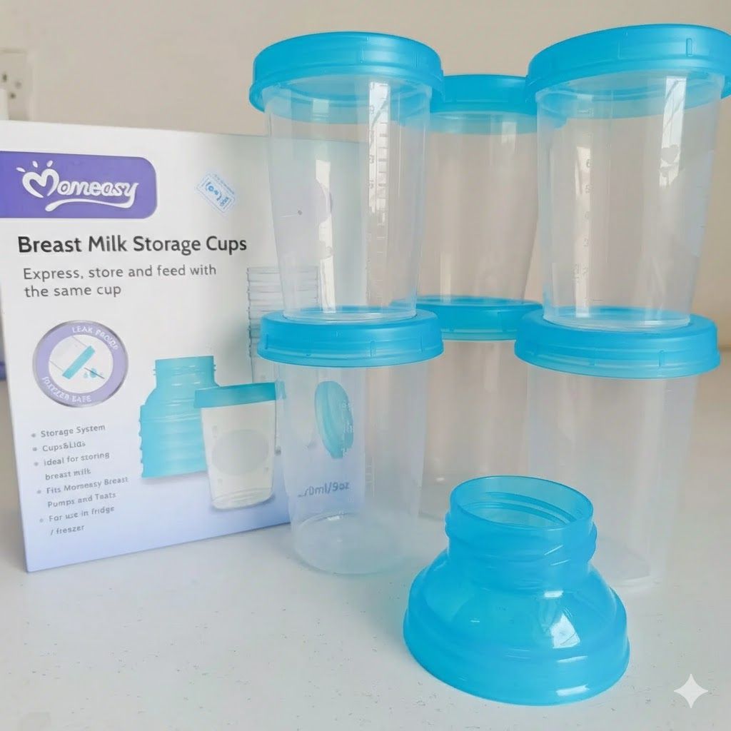 Momeasy 6-Pack Breast Milk Storage Cups (270ml/9oz) - BPA-Free, Leak-Proof & Reusable - Store, Warm & Sterilize