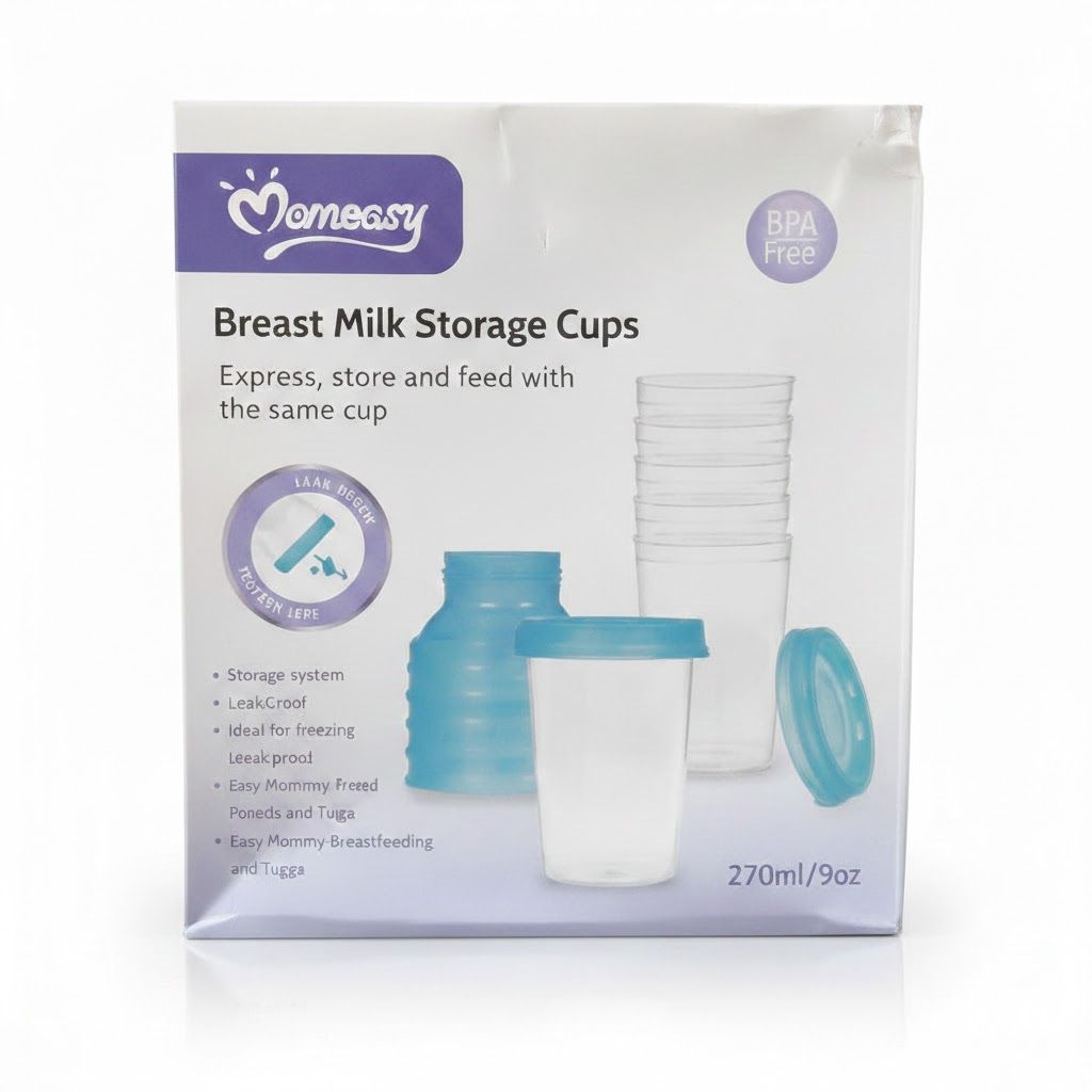 Momeasy 6-Pack Breast Milk Storage Cups (270ml/9oz) - BPA-Free, Leak-Proof & Reusable - Store, Warm & Sterilize