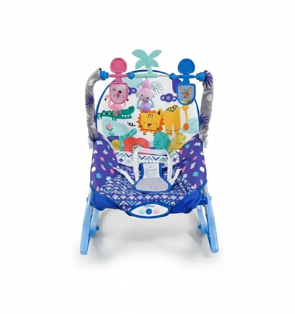 Momeasy 2-in-1 Baby Rocker & Stationary Chair – Soothing Vibrations & Music | Newborn to Toddler | Adjustable Feeding & Sleeping Seat