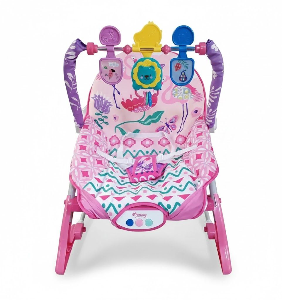 Momeasy 2-in-1 Baby Rocker & Stationary Chair – Soothing Vibrations & Music | Newborn to Toddler | Adjustable Feeding & Sleeping Seat