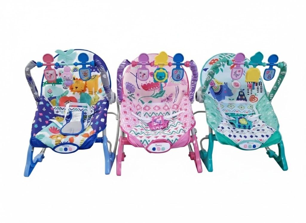 Momeasy 2-in-1 Baby Rocker & Stationary Chair – Soothing Vibrations & Music | Newborn to Toddler | Adjustable Feeding & Sleeping Seat