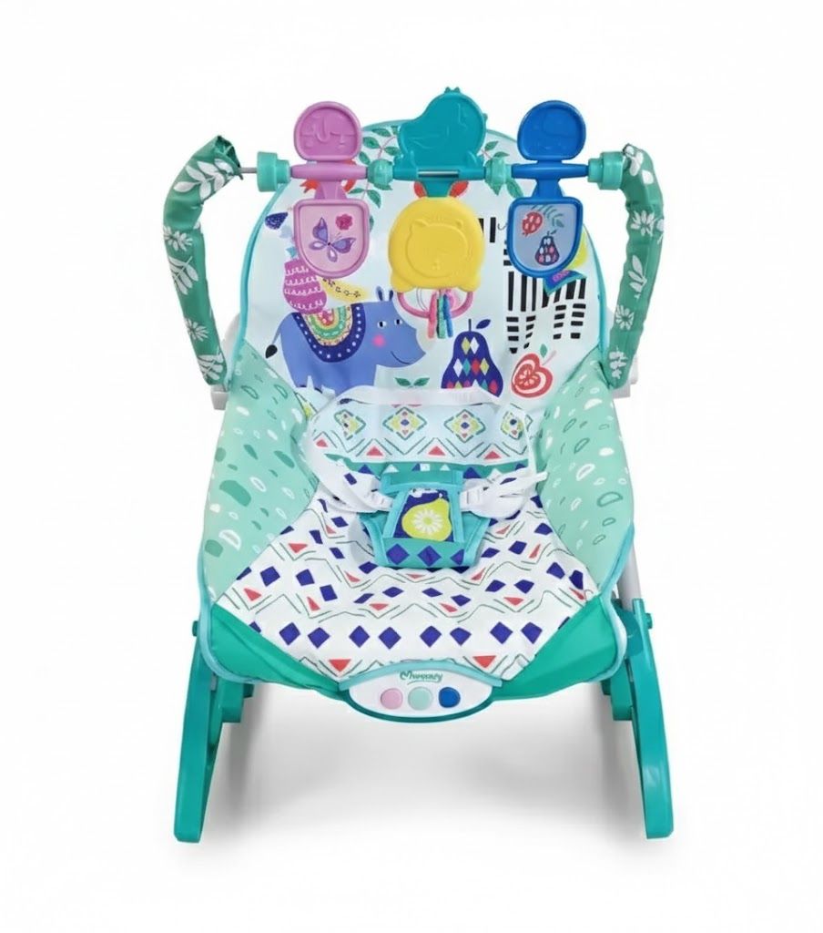 Momeasy 2-in-1 Baby Rocker & Stationary Chair – Soothing Vibrations & Music | Newborn to Toddler | Adjustable Feeding & Sleeping Seat