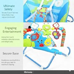 Momeasy 2-in-1 Baby Rocker & Stationary Chair – Soothing Vibrations & Music | Newborn to Toddler | Adjustable Feeding & Sleeping Seat