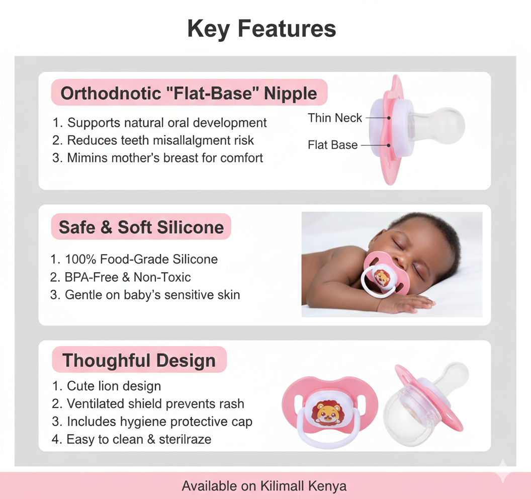 Newborn Baby Silicone Pacifier Soother - Orthodontic Soft-Touch Dummy with Cartoon Design - BPA Free Breast-like Nipple for Infant Sleep