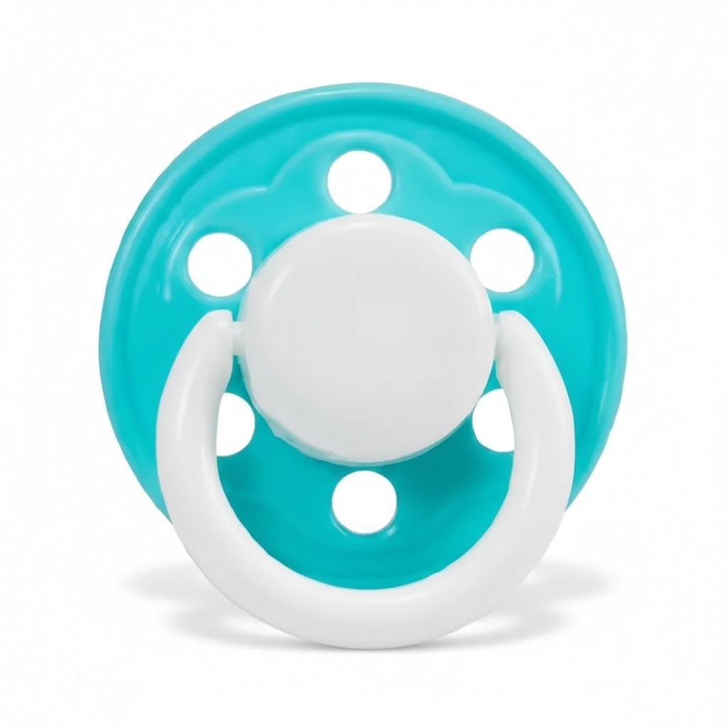 Momeasy Ergonomic Baby Silicone Pacifier with Protective Cap - 3-in-1 Soother, Teether & Teething Pacifier - Soft & Anti-Irritation