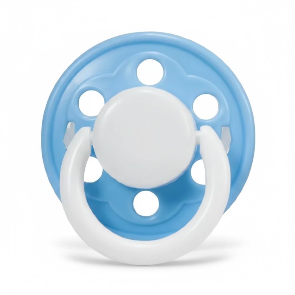 Momeasy Ergonomic Baby Silicone Pacifier with Protective Cap - 3-in-1 Soother, Teether & Teething Pacifier - Soft & Anti-Irritation
