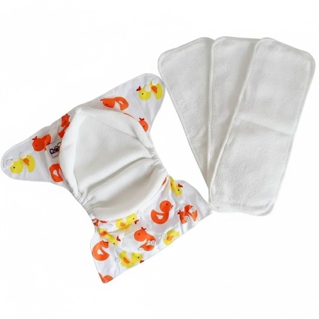 Premium Reusable Cloth Diaper + 3PCS Absorbent Inserts – Adjustable Waterproof Washable Nappy (0-3 Years)