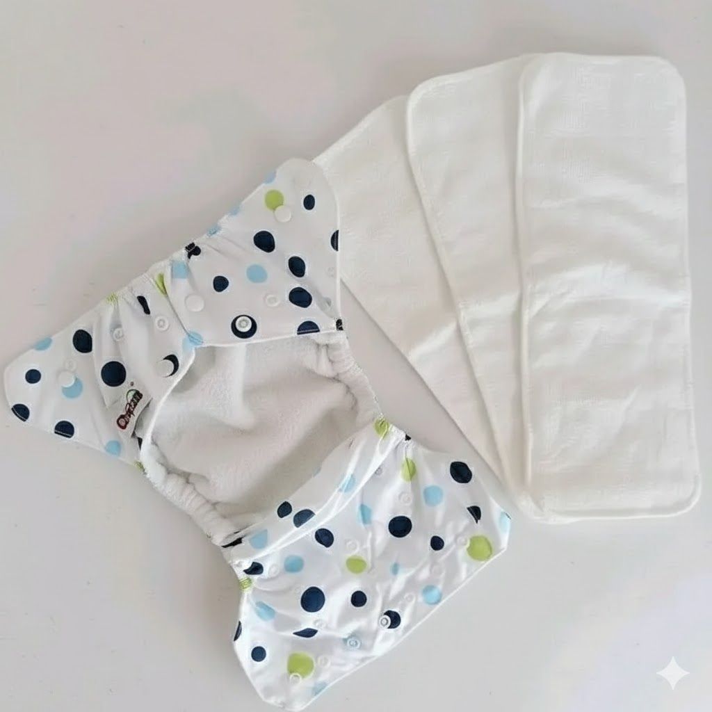 Premium Reusable Cloth Diaper + 3PCS Absorbent Inserts – Adjustable Waterproof Washable Nappy (0-3 Years)