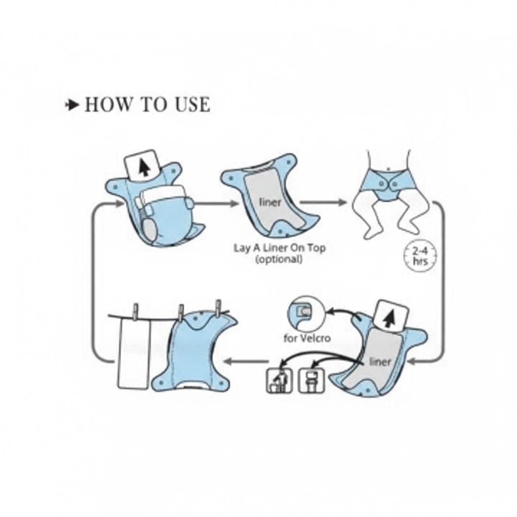 Premium Reusable Cloth Diaper + 3PCS Absorbent Inserts – Adjustable Waterproof Washable Nappy (0-3 Years)