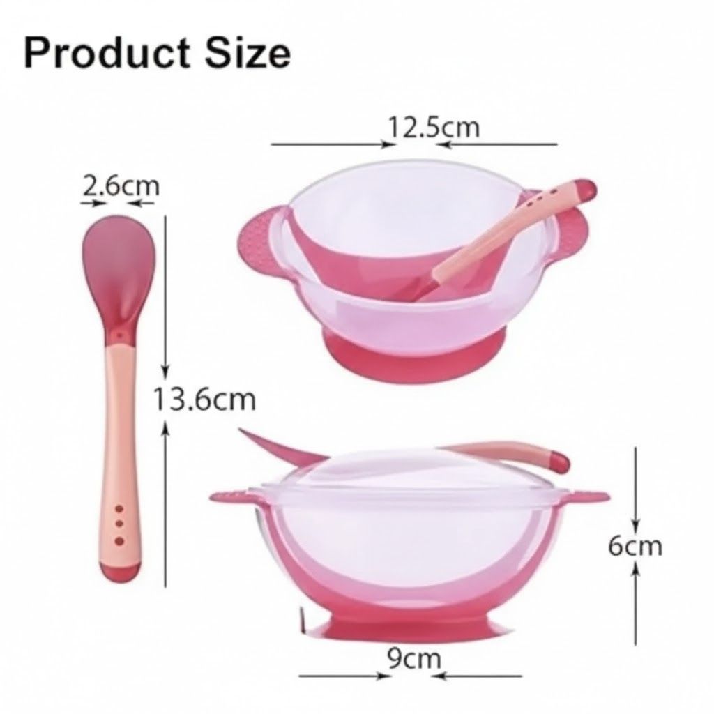 Baby Feeding Set – Heat-Sensing Temperature Spoon & Strong Suction Silicone Bowl – BPA-Free Anti-Slip Set