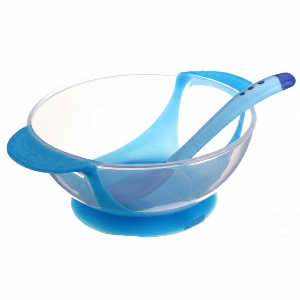 Baby Feeding Set – Heat-Sensing Temperature Spoon & Strong Suction Silicone Bowl – BPA-Free Anti-Slip Set