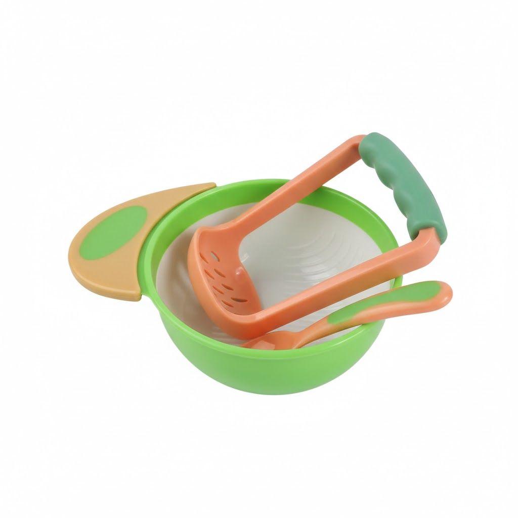 Baby Food Masher & Grinding Bowl Set – Manual Fruit & Vegetable Weaning Tool – BPA-Free Portable Food Maker