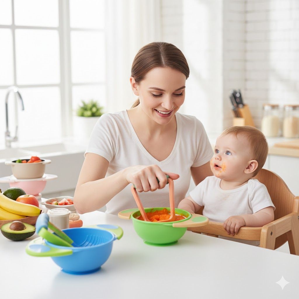 Baby Food Masher & Grinding Bowl Set – Manual Fruit & Vegetable Weaning Tool – BPA-Free Portable Food Maker