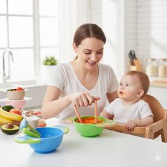 Baby Food Masher & Grinding Bowl Set – Manual Fruit & Vegetable Weaning Tool – BPA-Free Portable Food Maker