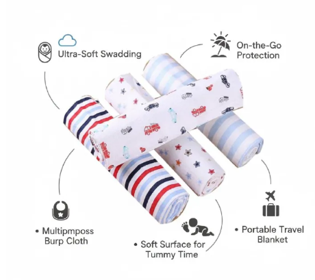 Newborn Receiving  Essentials Bundle: 11 pcs receiving set and 4 pcs flannel/4Receiving Blanket