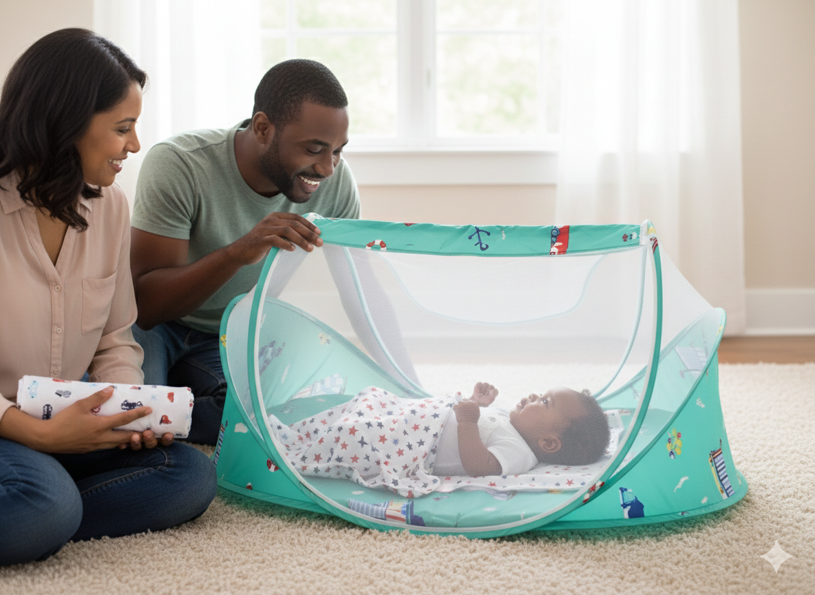 Cozy Dreamer Baby Nest Bassinet for Newborn – Portable, Safe Sleeping Lounger with 4 Flannel Receiving Blankets