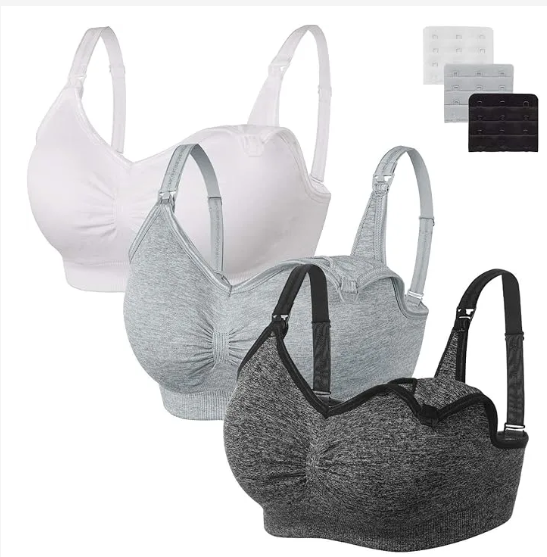 Quality Breastfeeding Nursing Padded Sports Bra | Soft Cotton Maternity Bra | Easy Open & Close Clip for Nursing Moms | Stretchy, Supportive & Comfortable Fit