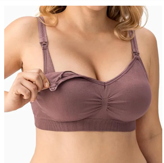 Quality Breastfeeding Nursing Padded Sports Bra | Soft Cotton Maternity Bra | Easy Open & Close Clip for Nursing Moms | Stretchy, Supportive & Comfortable Fit