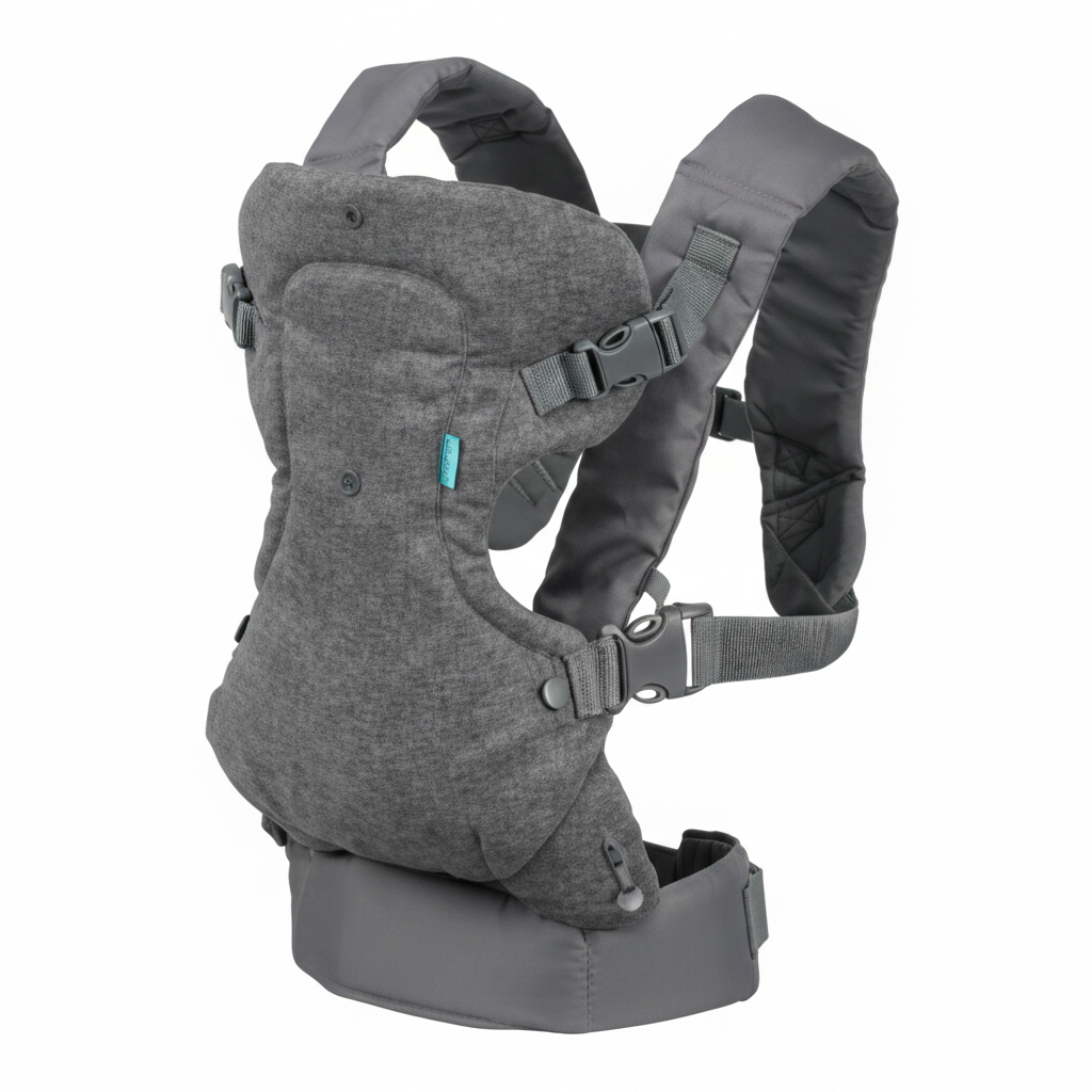 Infantino Flip Advanced 4-in-1 Baby Carrier – Ergonomic Adjustable Front & Back Carrier for Newborns & Toddlers, Soft, Breathable & Comfortable