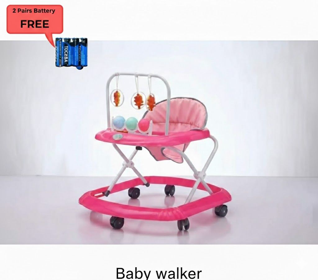 4-in-1 Baby Walker with Parent Push Handle – Adjustable Height & Musical Activity Tray – Converts to Feeding Chair + FREE Batteries