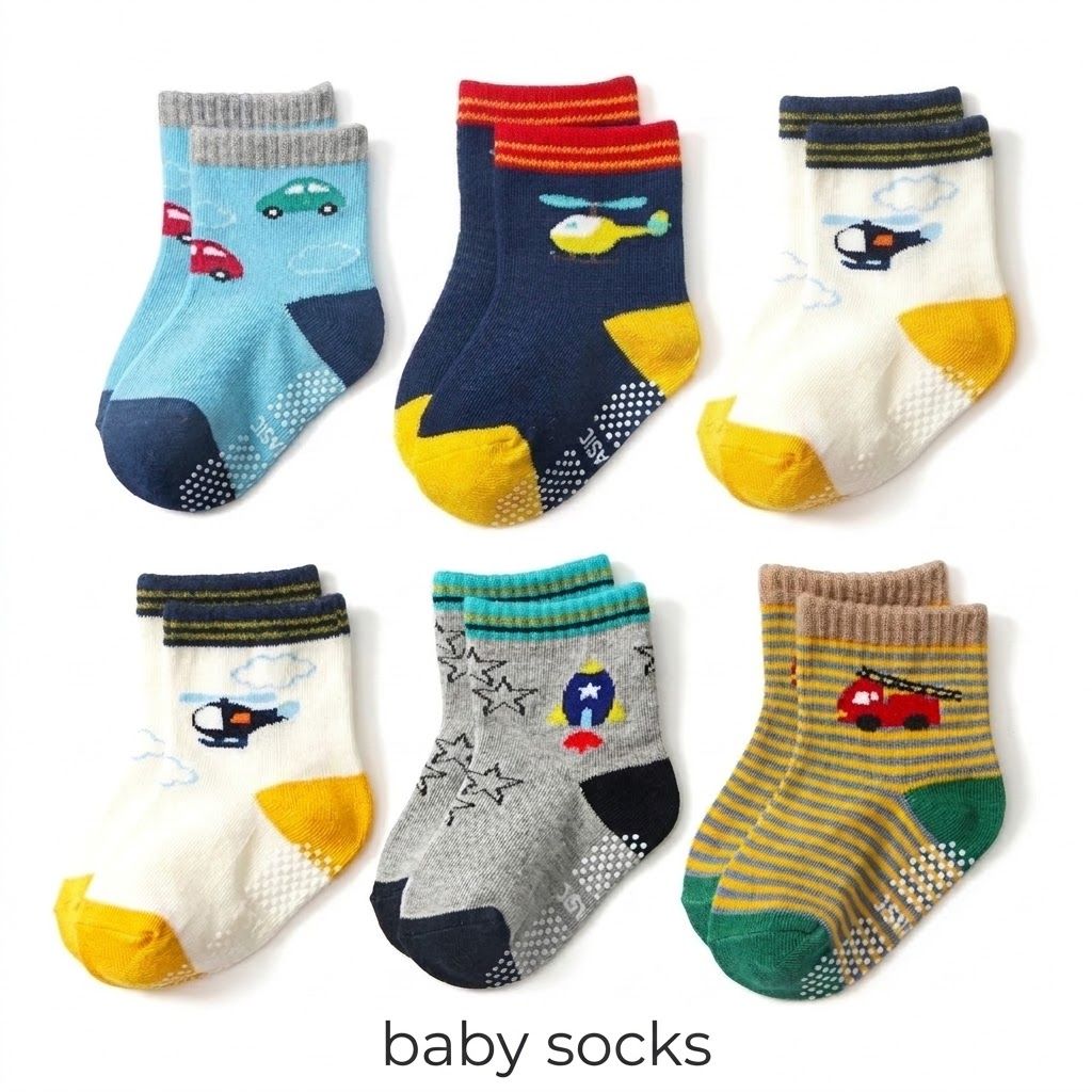 Premium Newborn Baby Cotton Socks - Unisex, Warm & Soft Breathable Assorted Prints