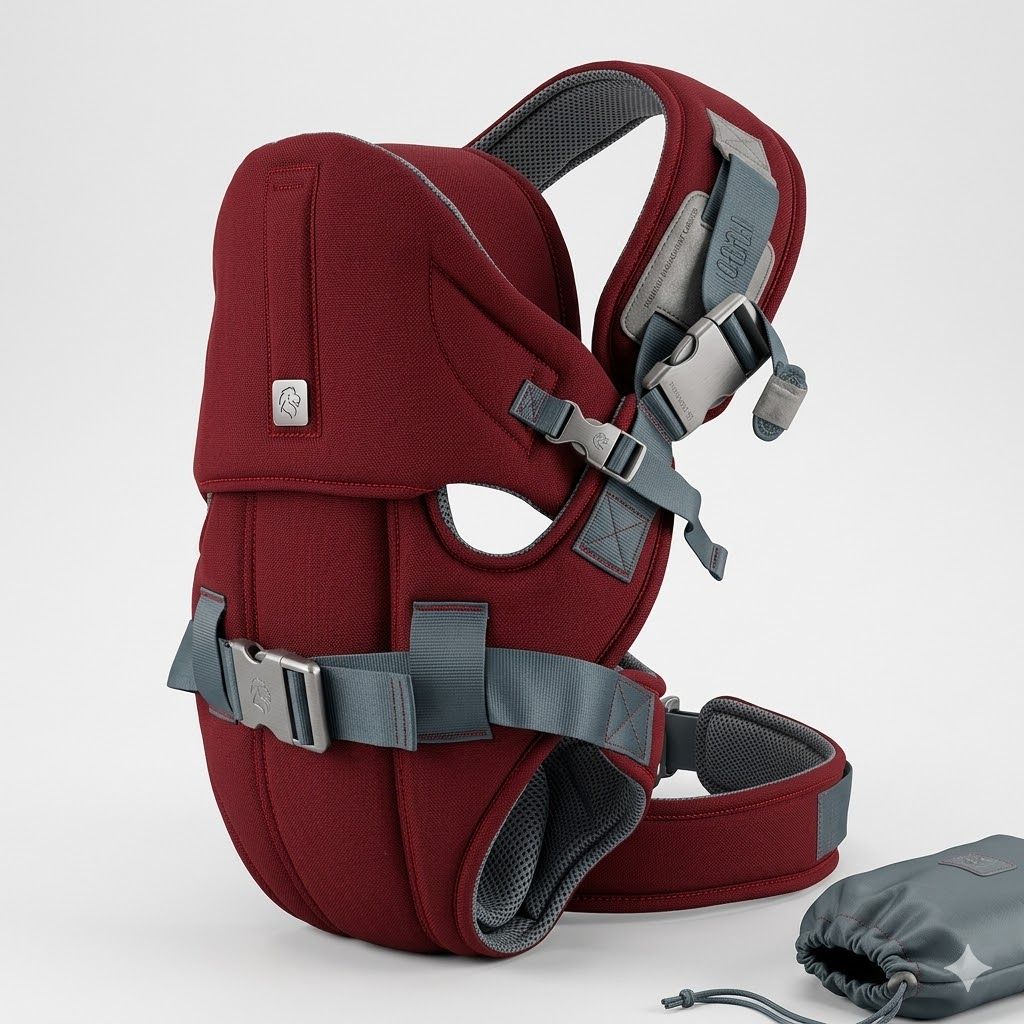 5-in-1 Multi-Position Ergonomic Baby Carrier - Breathable Ruby Red + FREE Luxury Breast Pads Gift