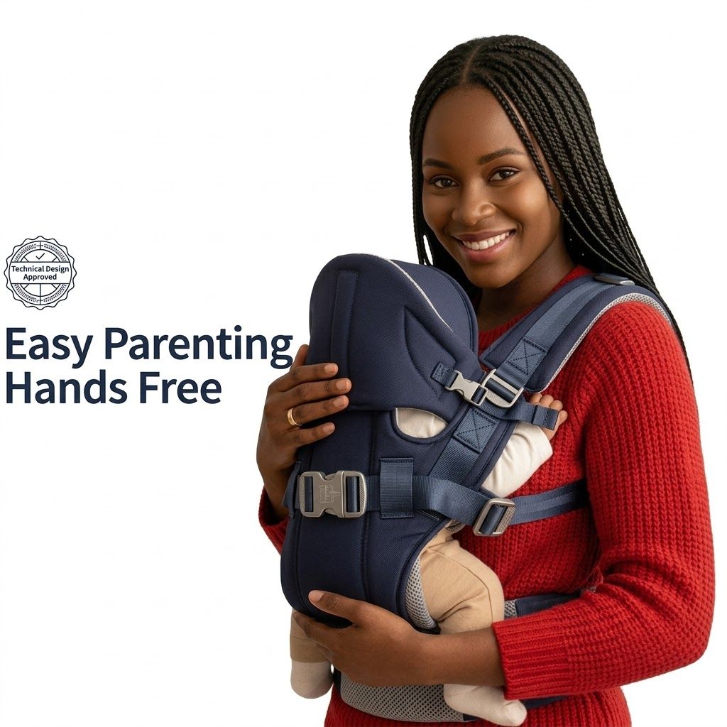 5-in-1 Ergonomic Navy Blue Baby Carrier – Multipurpose, Breathable Sling | FREE Pair of Space Socks Gift