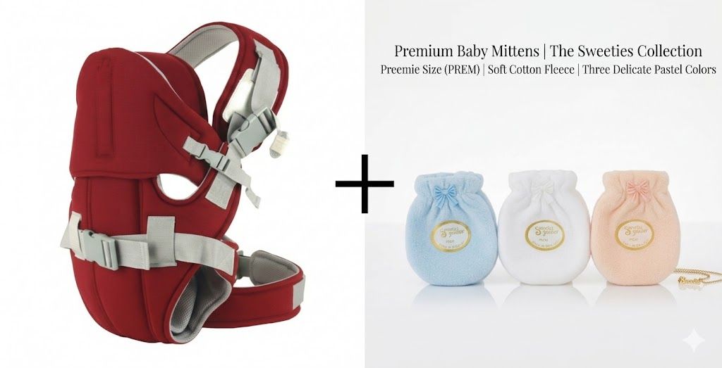 Goldcare 5-in-1 Ergonomic Hip Seat Baby Carrier + 3 Pairs Anti-Scratch Mittens Bundle | Newborn to 20kg Supportive Travel Set
