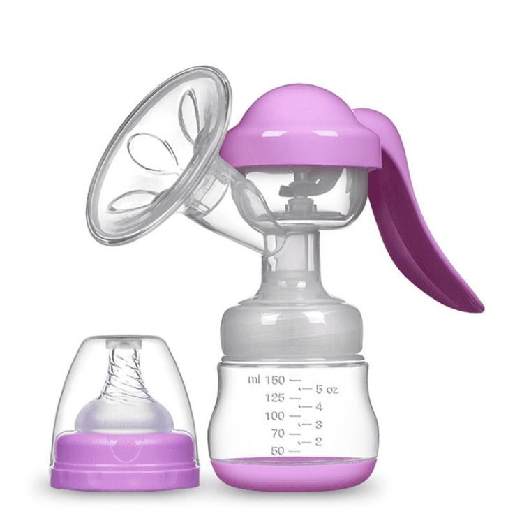 Manual Breast Pump - BPA-Free Portable Silent Handheld Breastfeeding Pump with Soft Silicone Cushion + Free Bottle Cap