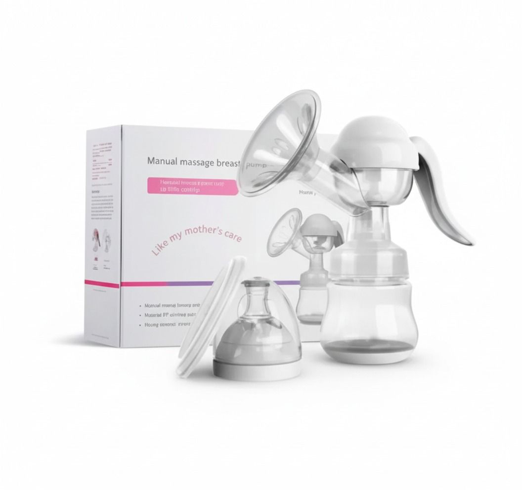 Manual Breast Pump - BPA-Free Portable Silent Handheld Breastfeeding Pump with Soft Silicone Cushion + Free Bottle Cap