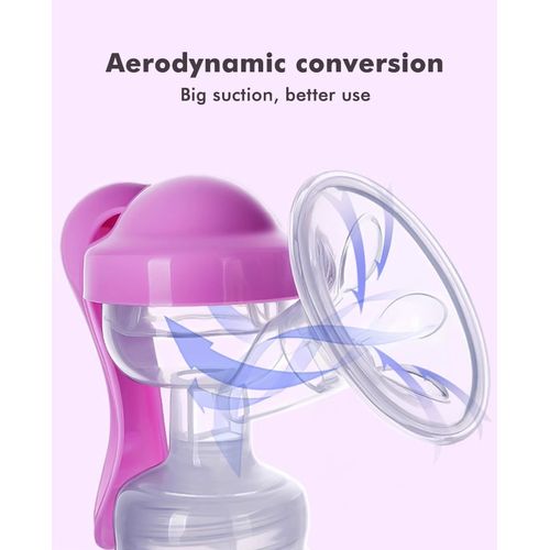 Manual Breast Pump - BPA-Free Portable Silent Handheld Breastfeeding Pump with Soft Silicone Cushion + Free Bottle Cap