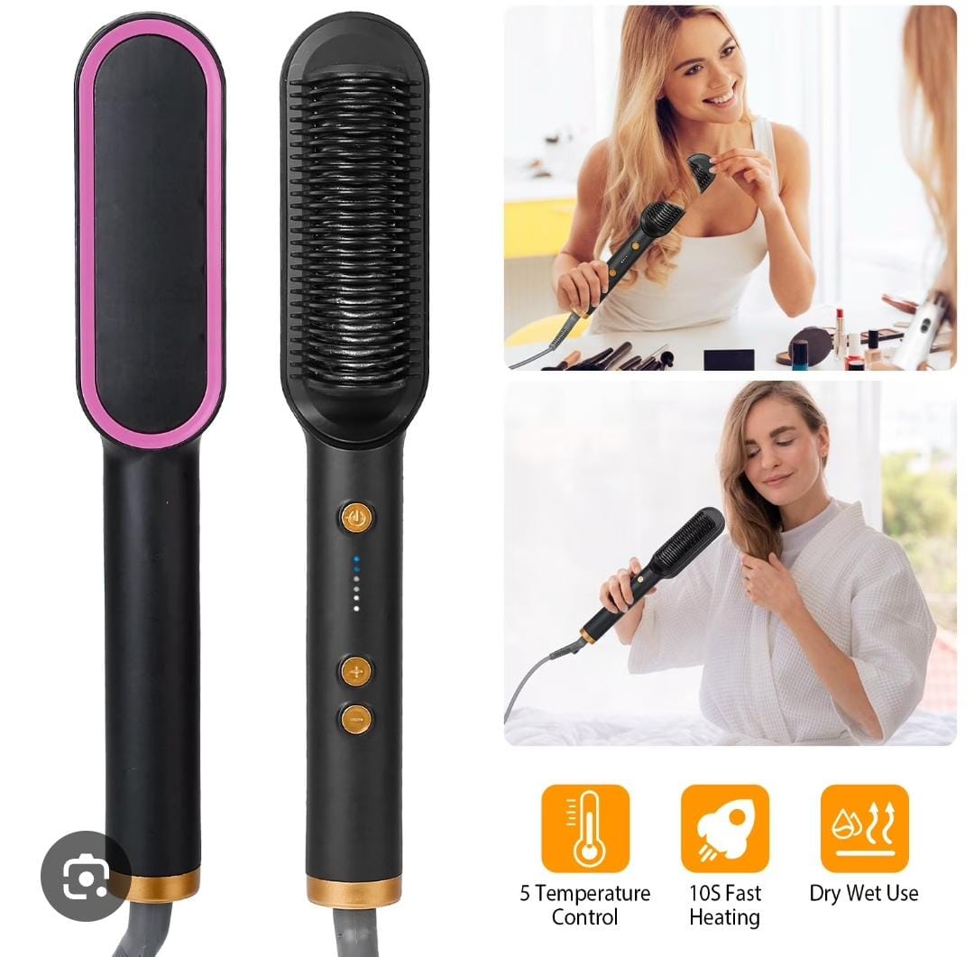 Premium Electric Hot Comb Hair Straightener | Digital Temperature Control, Anti-Burn Design for Frizz-Free Styling