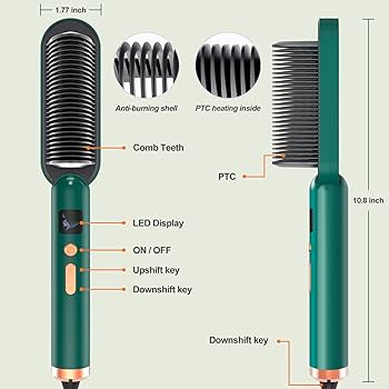 Premium Electric Hot Comb Hair Straightener | Digital Temperature Control, Anti-Burn Design for Frizz-Free Styling