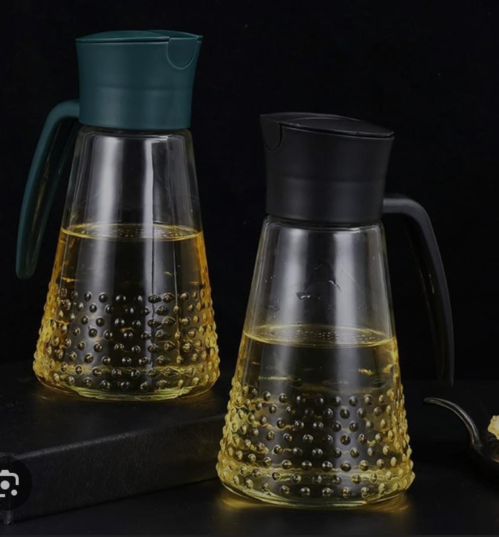 630ml Automatic Oil Dispenser Bottle – Leak-Proof Glass Olive Oil Pot with One-Touch Pour Control for Kitchen Cooking & Salad Dressing