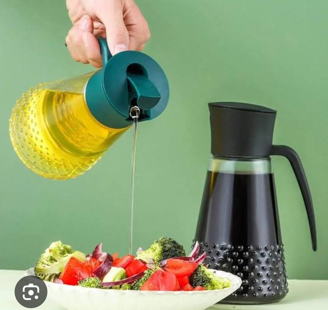 630ml Automatic Oil Dispenser Bottle – Leak-Proof Glass Olive Oil Pot with One-Touch Pour Control for Kitchen Cooking & Salad Dressing