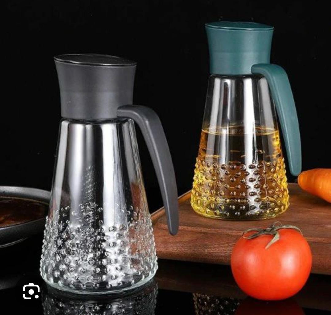 630ml Automatic Oil Dispenser Bottle – Leak-Proof Glass Olive Oil Pot with One-Touch Pour Control for Kitchen Cooking & Salad Dressing
