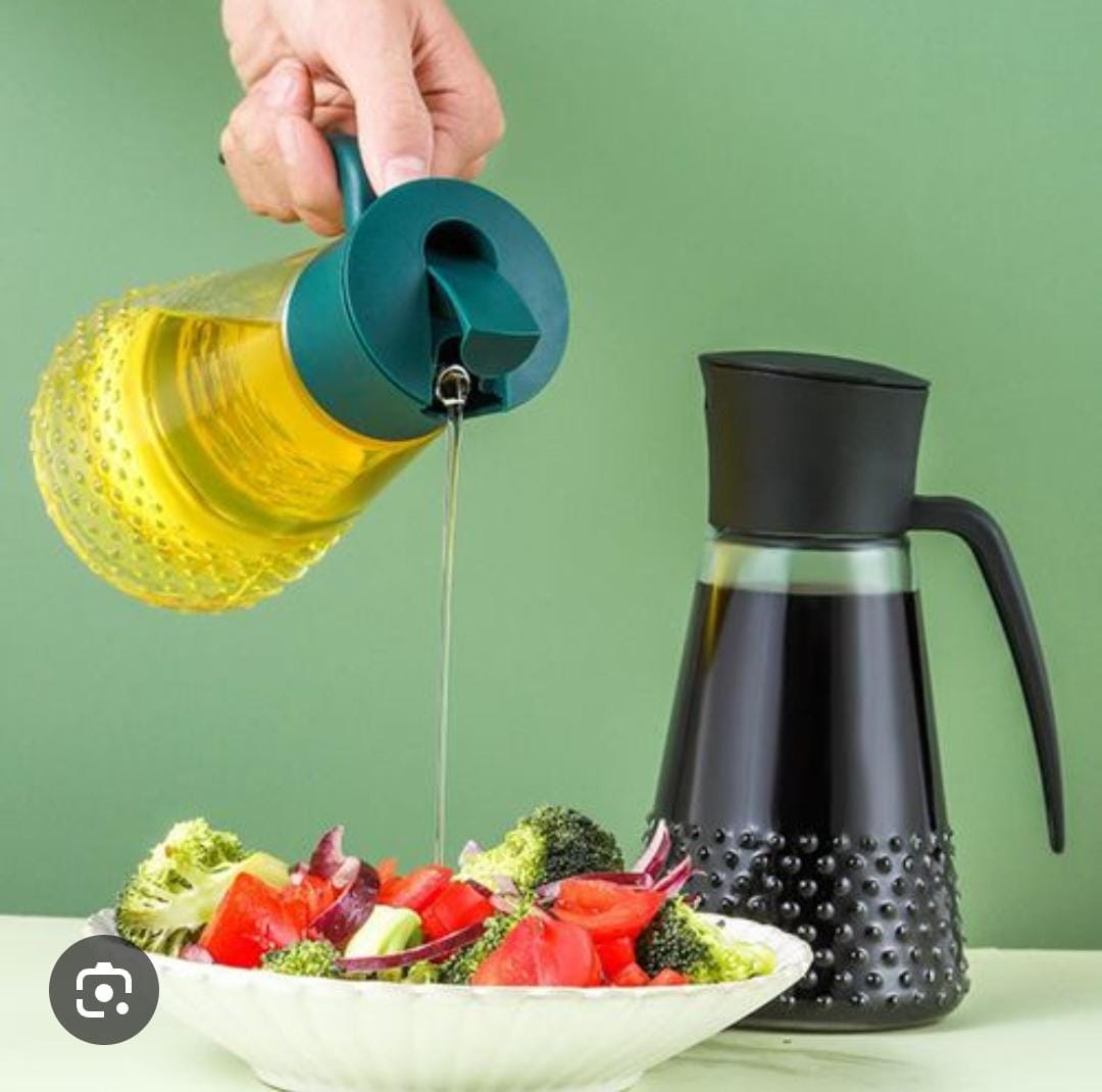 630ml Automatic Oil Dispenser Bottle – Leak-Proof Glass Olive Oil Pot with One-Touch Pour Control for Kitchen Cooking & Salad Dressing