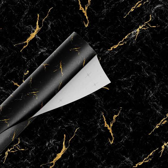 Elegant Black Marble Vinyl Contact Paper with Gold Accents | Heavy-Duty Self-Adhesive Waterproof Wrap for Cabinets, Countertops, Wardrobes & Tables