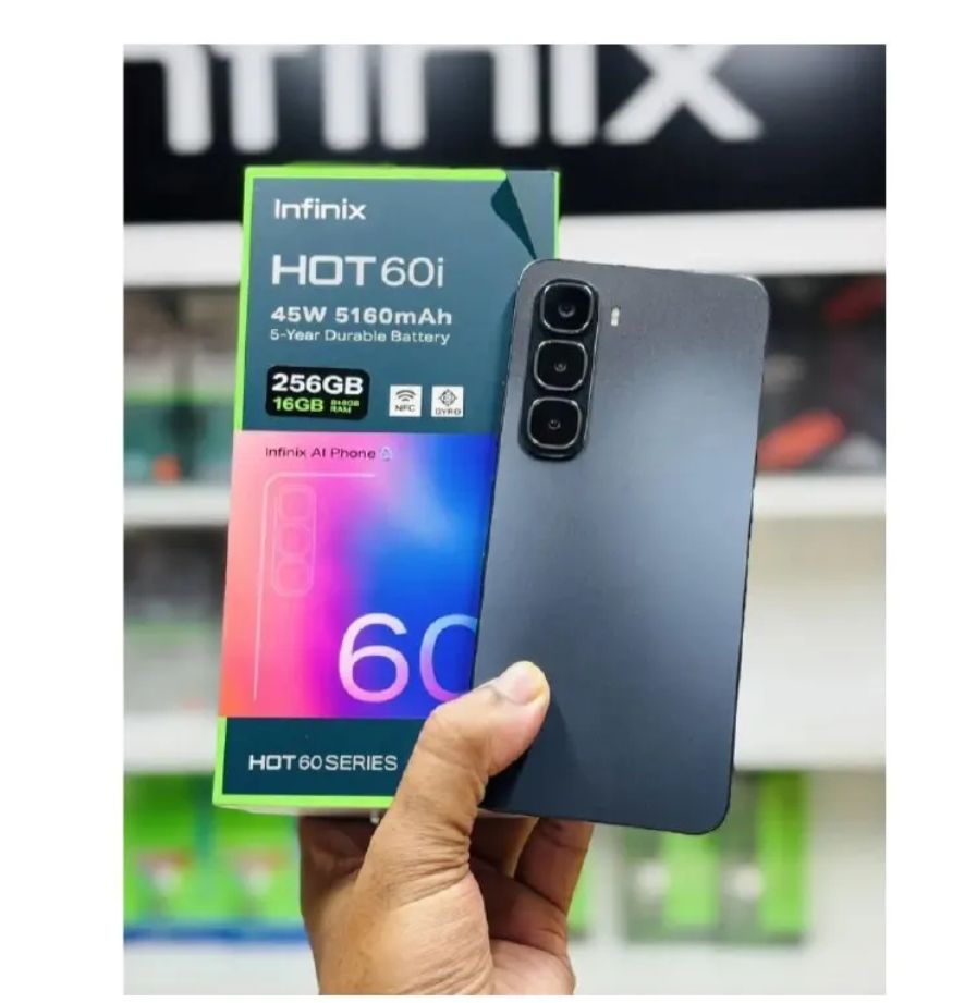 [Special Offer] Infinix Hot 60i 16*GB RAM + 256GB 6.7" 120Hz 4G Slim Phone Dual SIM 5160mAh 45W Fast Charging 50MP Camera IP64 Fingerprint Lock Gyroscope MTK G81 Ultimate One-Tap AI Smart Phones