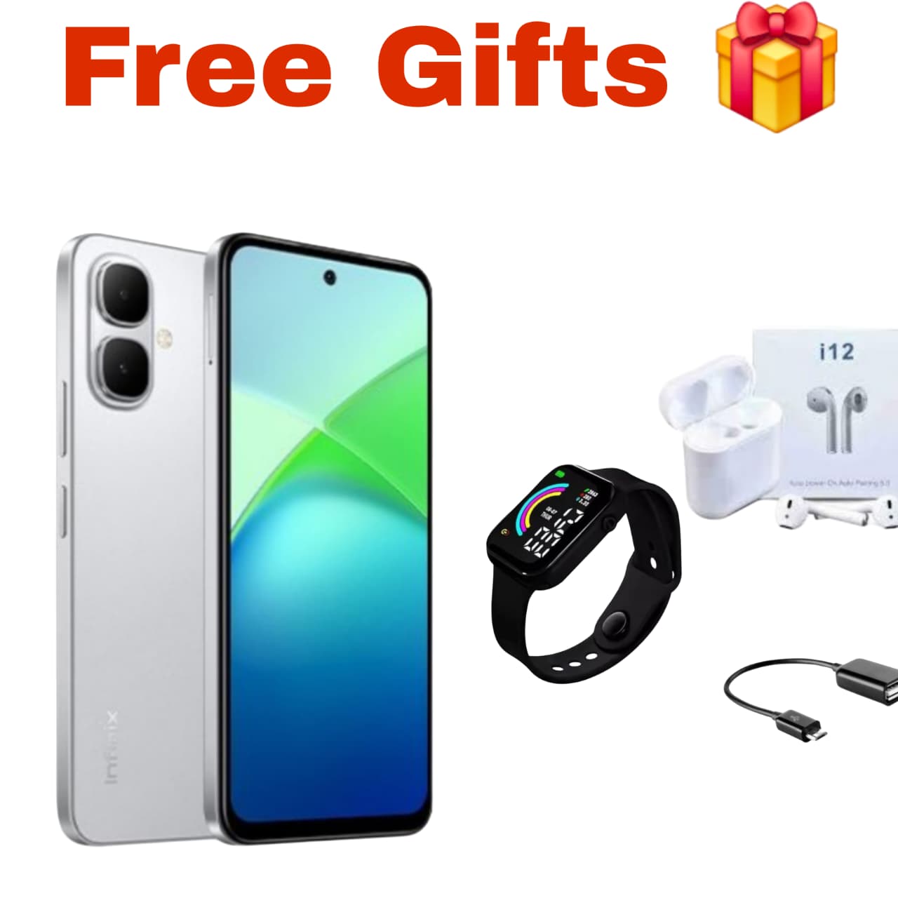 [Black Friday Offer] Infinix SMART 10 64GB + 8(4+4)GB 6.67" Display Brand New Phone Dual SIM 4G Network 5000mAh Battery With Type-C Charging 8MP Dual Camera Fingerprint Lock Android 15 AI Smartphones