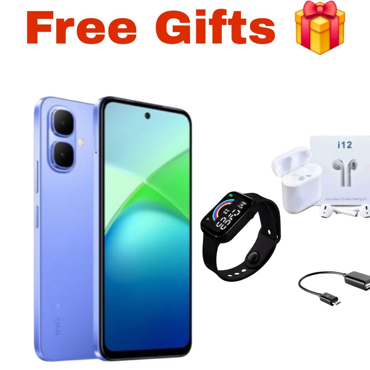 [Black Friday Offer] Infinix SMART 10 64GB + 8(4+4)GB 6.67" Display Brand New Phone Dual SIM 4G Network 5000mAh Battery With Type-C Charging 8MP Dual Camera Fingerprint Lock Android 15 AI Smartphones