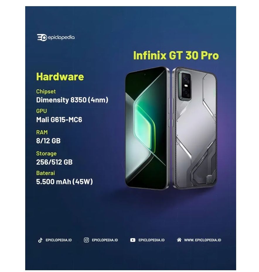 [Black Friday] Infinix GT 30 Pro 5G 256GB+12GB 6.78" 144Hz AMOLED Display 108MP Camera 5500mAh Battery 45W Super-Fast Charging 30W Wireless Dimensity 8350 Ultimate On-Screen Fingerprint AI Smartphone