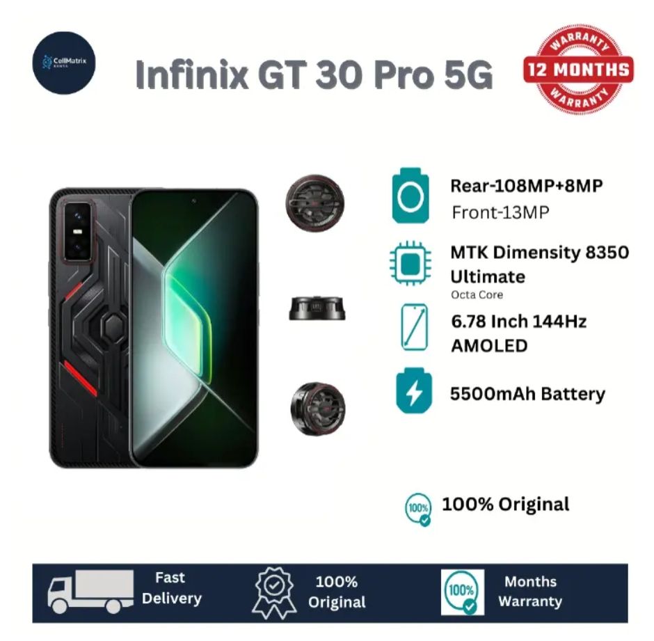 [Black Friday] Infinix GT 30 Pro 5G 256GB+12GB 6.78" 144Hz AMOLED Display 108MP Camera 5500mAh Battery 45W Super-Fast Charging 30W Wireless Dimensity 8350 Ultimate On-Screen Fingerprint AI Smartphone