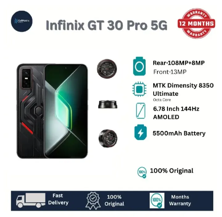 [Black Friday] Infinix GT 30 Pro 5G 256GB+12GB 6.78" 144Hz AMOLED Display 108MP Camera 5500mAh Battery 45W Super-Fast Charging 30W Wireless Dimensity 8350 Ultimate On-Screen Fingerprint AI Smartphone
