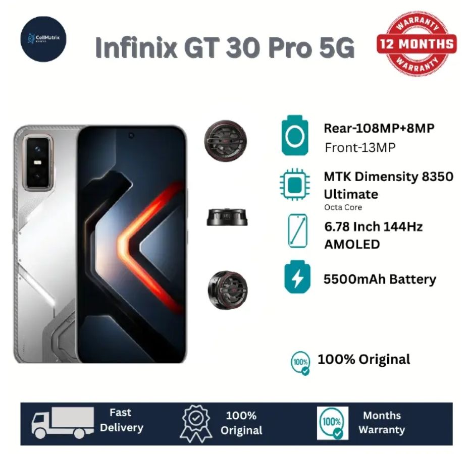 [Black Friday] Infinix GT 30 Pro 5G 256GB+12GB 6.78" 144Hz AMOLED Display 108MP Camera 5500mAh Battery 45W Super-Fast Charging 30W Wireless Dimensity 8350 Ultimate On-Screen Fingerprint AI Smartphone